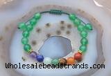 CGB6444 8mm round green agate 7 chakra beads adjustable bracelets