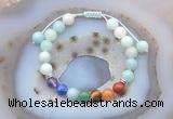 CGB6445 8mm round amazonite 7 chakra beads adjustable bracelets