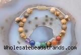 CGB6447 8mm round picture jasper 7 chakra beads adjustable bracelets