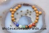 CGB6448 8mm round wooden jasper 7 chakra beads adjustable bracelets