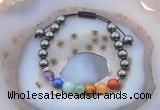 CGB6450 8mm round hematite 7 chakra beads adjustable bracelets