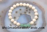 CGB6462 8mm round matte white fossil jasper & green aventurine beaded bracelets