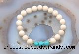 CGB6463 8mm round matte white fossil jasper & turquoise beaded bracelets