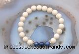 CGB6464 8mm round matte white fossil jasper & sodalite beaded bracelets