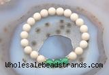 CGB6471 8mm round matte white fossil jasper & green agate beaded bracelets