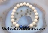 CGB6477 8mm round matte white fossil jasper & blue tiger eye beaded bracelets