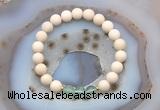 CGB6483 8mm round matte white fossil jasper & green fluorite beaded bracelets