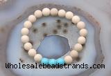 CGB6491 8mm round matte white fossil jasper & blue howlite beaded bracelets