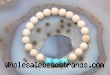 CGB6492 8mm round matte white fossil jasper & blue howlite beaded bracelets