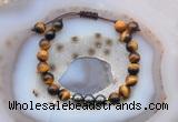 CGB6582 8mm round yellow tiger eye & hematite adjustable bracelets