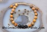 CGB6584 8mm round picture jasper & black lava adjustable bracelets