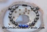 CGB6592 8mm round matte black labradorite & lapis lazuli adjustable bracelets