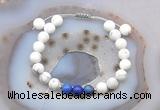 CGB6594 8mm round matte white howlite & lapis lazuli adjustable bracelets