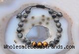 CGB6596 8mm round black labradorite & yellow tiger eye adjustable bracelets