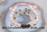 CGB6599 8mm round rose quartz & smoky quartz adjustable bracelets