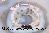 CGB6600 8mm round rose quartz & garnet adjustable bracelets