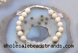 CGB6606 8mm round white fossil jasper & rose quartz adjustable bracelets