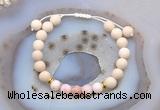 CGB6616 8mm round white fossil jasper & pink opal adjustable bracelets