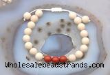 CGB6627 8mm round white fossil jasper & green sea sediment jasper adjustable bracelets