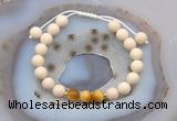 CGB6628 8mm round white fossil jasper & golden tiger eye adjustable bracelets