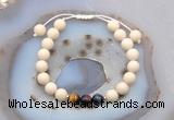 CGB6632 8mm round white fossil jasper & mixed tiger eye adjustable bracelets