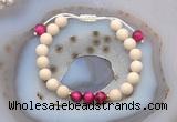 CGB6633 8mm round white fossil jasper & red tiger eye adjustable bracelets