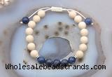 CGB6639 8mm round white fossil jasper & sodalite adjustable bracelets