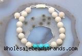 CGB6642 8mm round white fossil jasper & turquoise adjustable bracelets