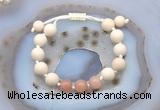 CGB6649 10mm round white fossil jasper & moonstone adjustable bracelets