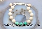 CGB6653 10mm round white fossil jasper & grass agate adjustable bracelets