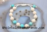 CGB6658 10mm round white fossil jasper & blue sea sediment jasper adjustable bracelets