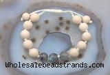 CGB6673 10mm round white fossil jasper & labradorite adjustable bracelets