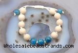 CGB6675 10mm round white fossil jasper & apatite adjustable bracelets