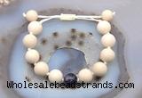 CGB6717 12mm round white fossil jasper & dogtooth amethyst adjustable bracelets