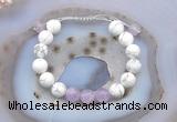 CGB6744 10mm round white howlite & lavender amethyst adjustable bracelets