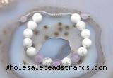 CGB6745 10mm round white howlite & lavender amethyst adjustable bracelets