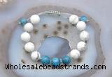 CGB6751 Hand-knotted 10mm round white howlite & apatite adjustable bracelets