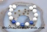 CGB6755 10mm round white howlite & lapis lazuli adjustable bracelets