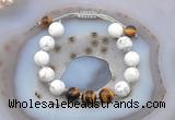 CGB6757 10mm round white howlite & yellow tiger eye adjustable bracelets