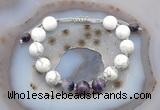 CGB6761 10mm round white howlite & dogtooth amethyst adjustable bracelets