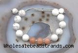 CGB6763 10mm round white howlite & moonstone adjustable bracelets