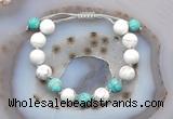 CGB6767 10mm round white howlite & amazonite adjustable bracelets