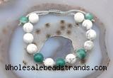 CGB6774 10mm round white howlite & green banded agate adjustable bracelets