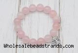 CGB6801 10mm, 12mm rose quartz beaded bracelet with alloy pendant