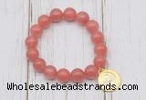 CGB6802 10mm, 12mm cherry quartz beaded bracelet with alloy pendant