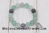 CGB6805 10mm, 12mm fluorite beaded bracelet with alloy pendant