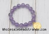 CGB6807 10mm, 12mm light amethyst beaded bracelet with alloy pendant