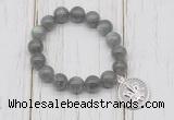 CGB6814 10mm, 12mm labradorite beaded bracelet with alloy pendant