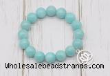 CGB6817 10mm, 12mm amazonite beaded bracelet with alloy pendant