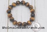 CGB6824 10mm, 12mm yellow tiger eye beaded bracelet with alloy pendant